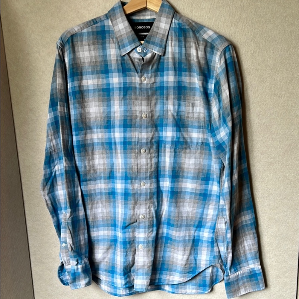 Bonobos Blue and Gray Casual Button Down Shirt